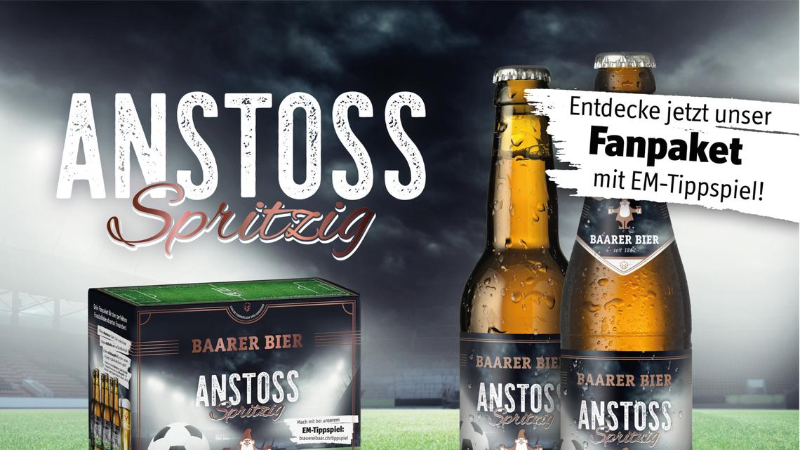 Die Brauerei Baar lanciert das Fussballbier «Anstoss» und passend dazu ein grosses EM-Tippspiel