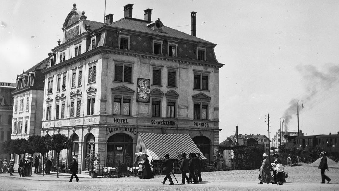 Aus der Geschichte verschwunden: Das ehemalige Hotel Schweizerhof beim Bahnhof Zug.