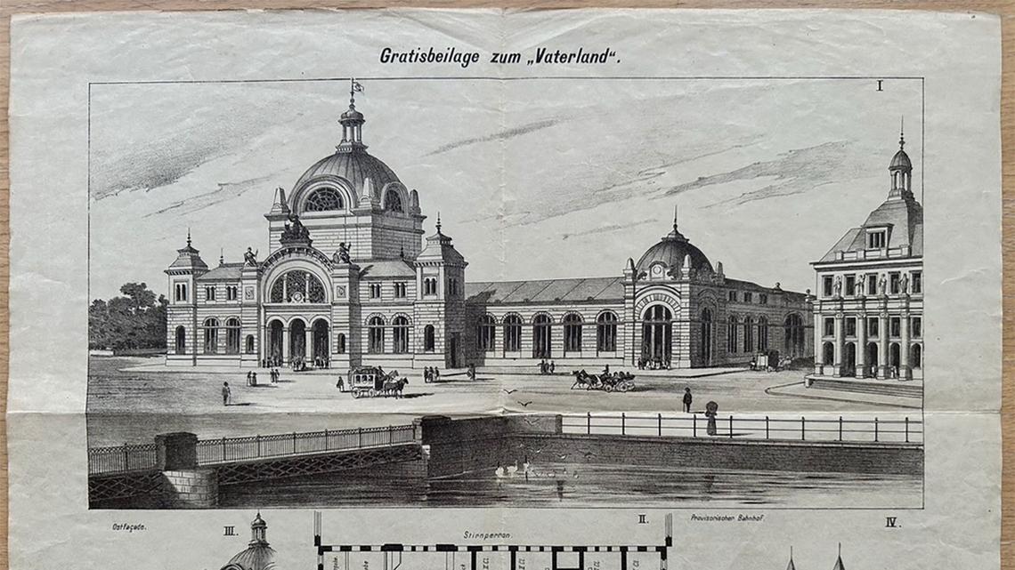 Gratisbeilage des «Vaterlands» 1895 zeigt die Pläne des neuen Bahnhofs.