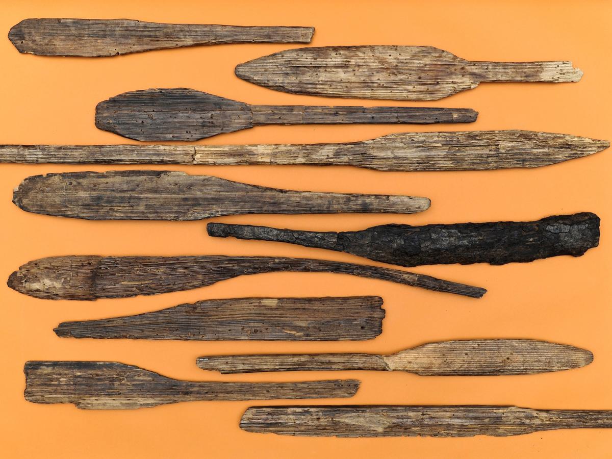 Verloren gegangen und angeschwemmt: Paddel aus dem bronzezeitlichen Steinhausen. Ein ideales Geschenk für Wassersportler.