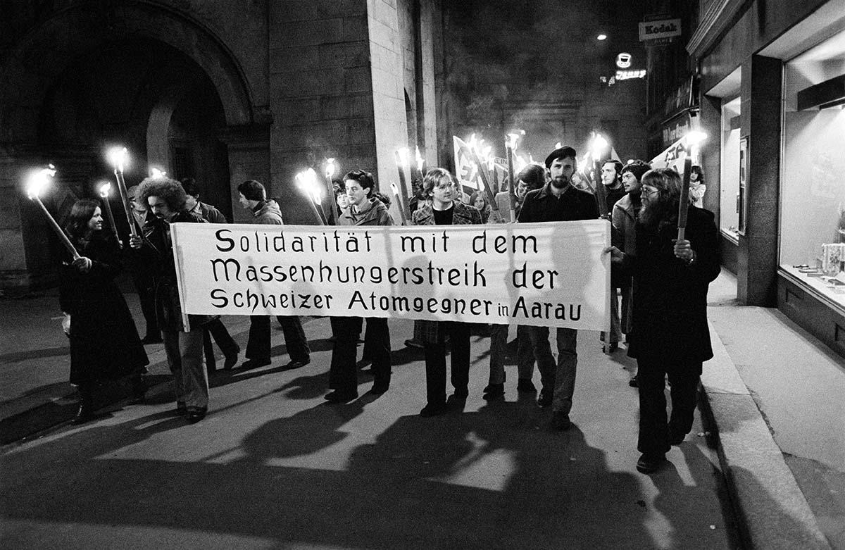 1978 demonstrierten in Luzern Atomgegner für Hungerstreikende gegen das ebenfalls gescheiterte AKW Kaiseraugst.