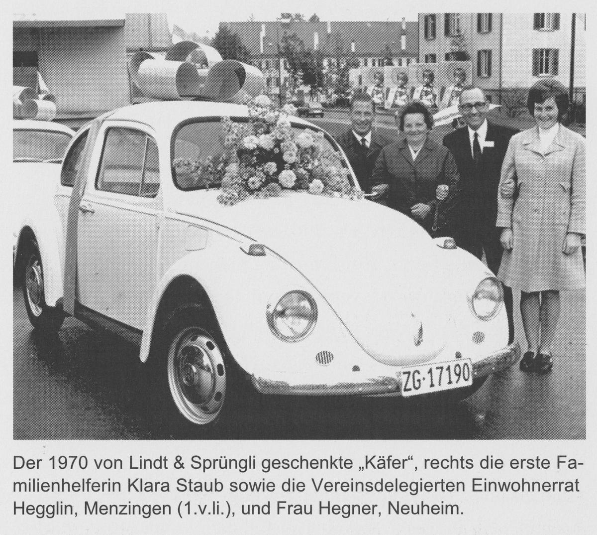 Menzinger Familienhelferin erhält 1970 einen Käfer von der Firma Lindt & Sprüngli