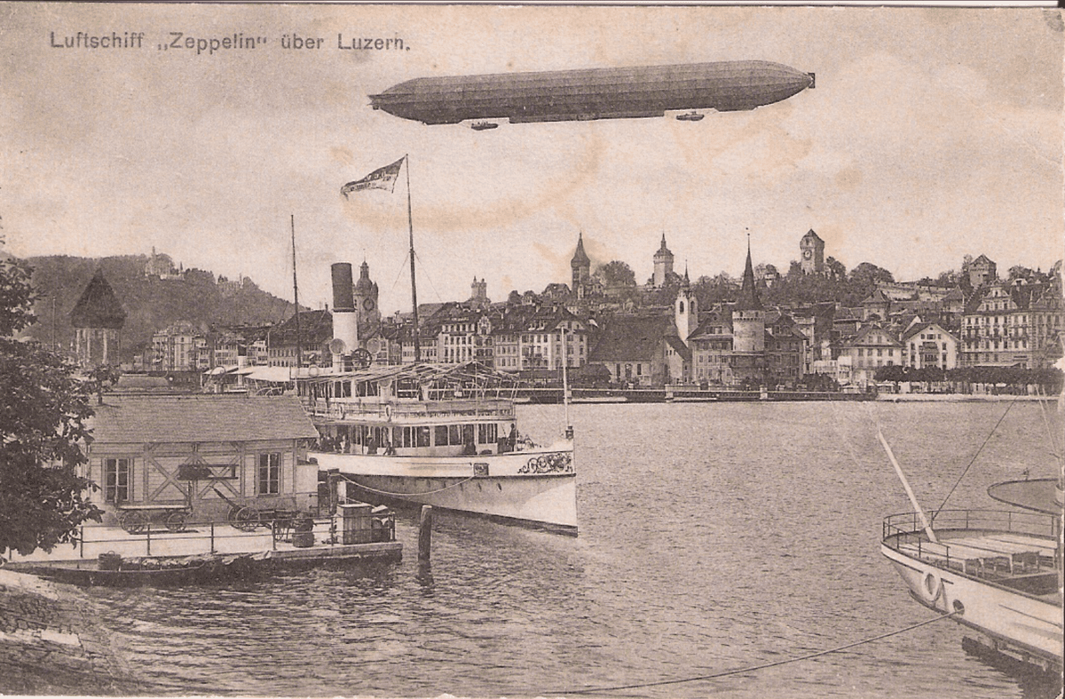 1908 überflog ein Zeppelin auch Luzern.