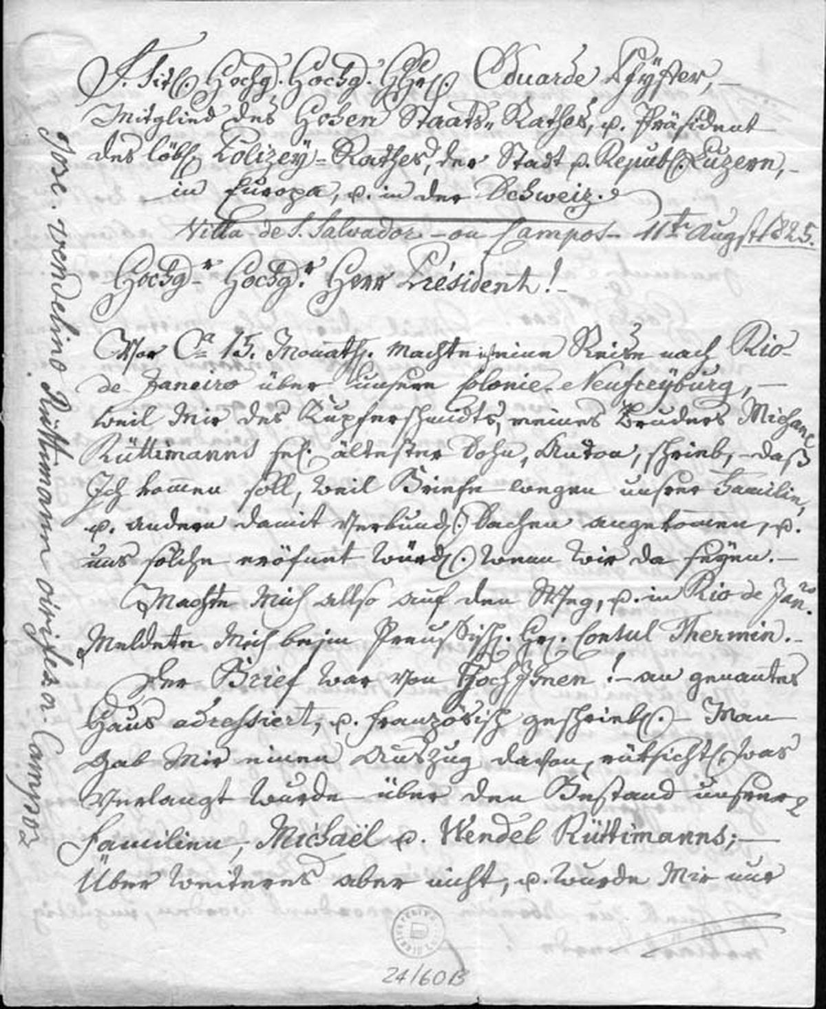 Brief eines Luzerner Kolonisten aus Nova Friburgo.