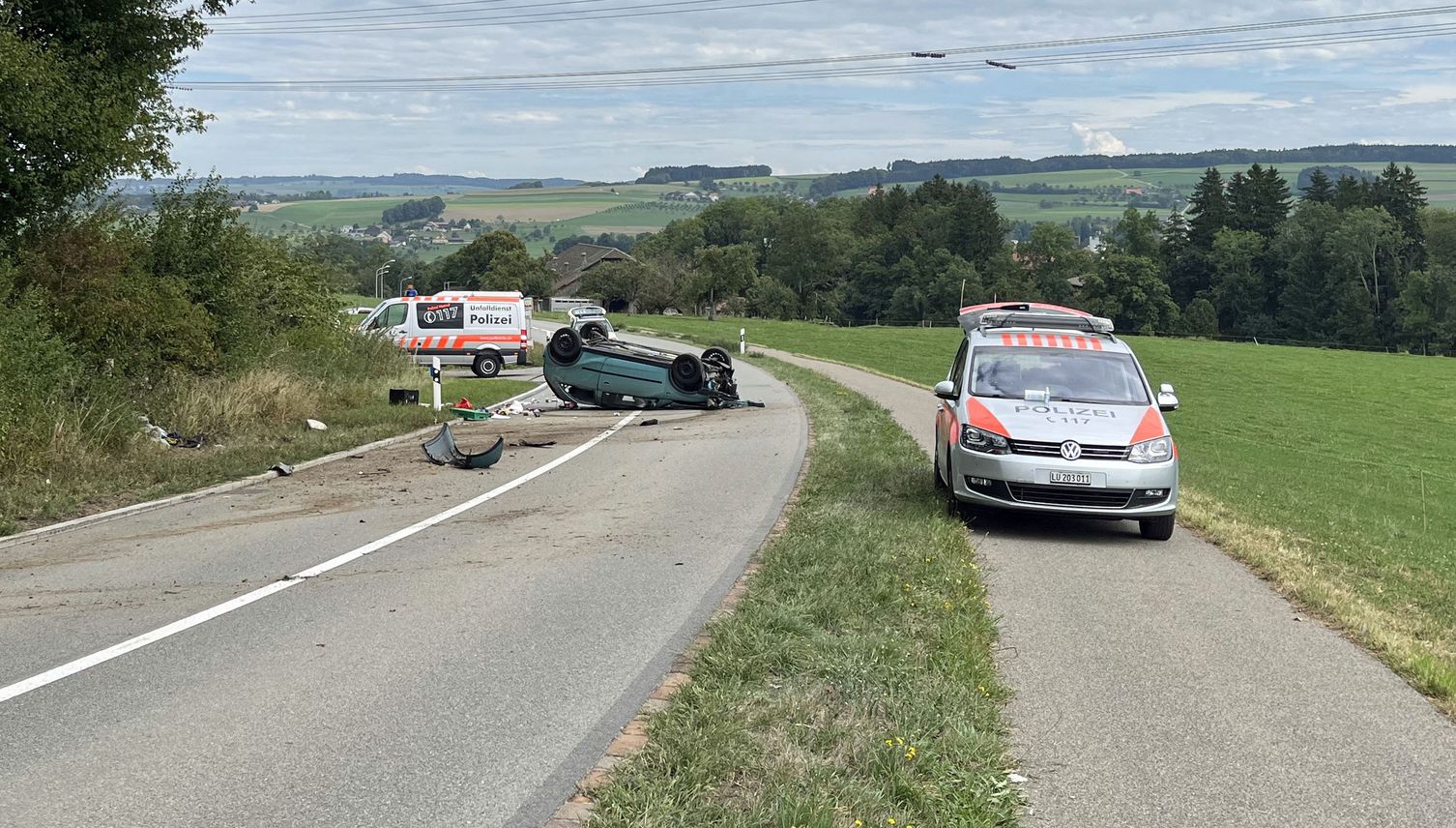 Verkehrsunfall in Gunzwil – Strasse ist gesperrt