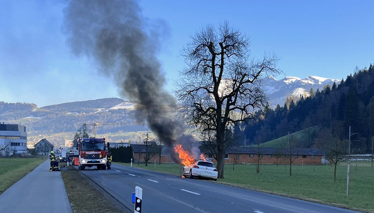Werthenstein: Plötzlich stand das Auto in Flammen
