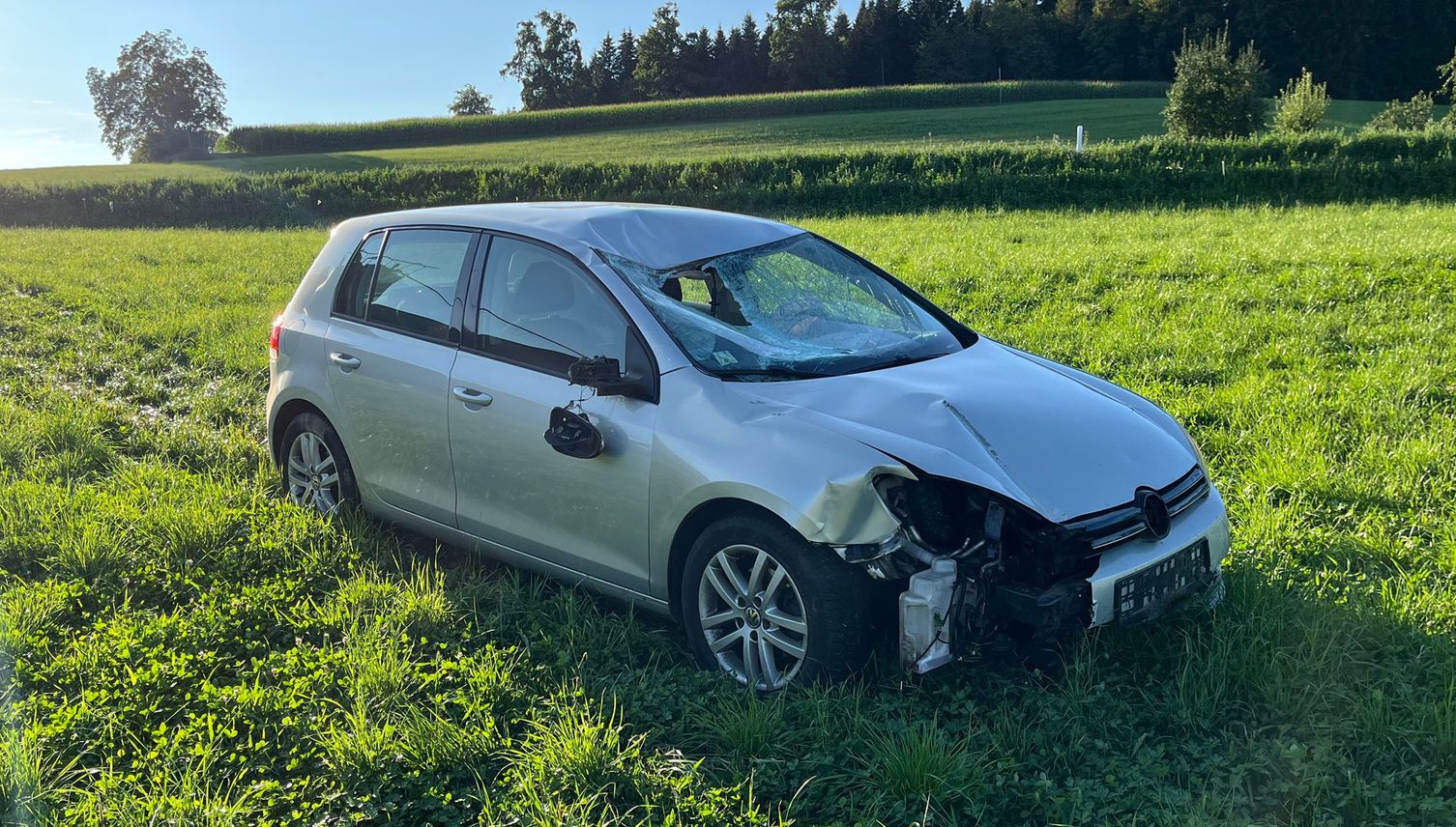 Autofahrerin fährt auf Drogen und besoffen auf Wiese