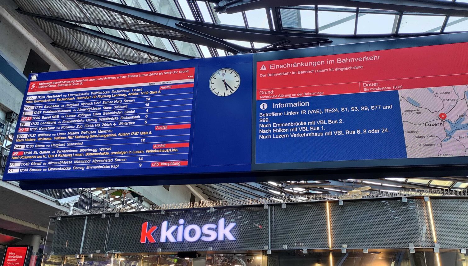 Grosse Störung am Bahnhof Luzern