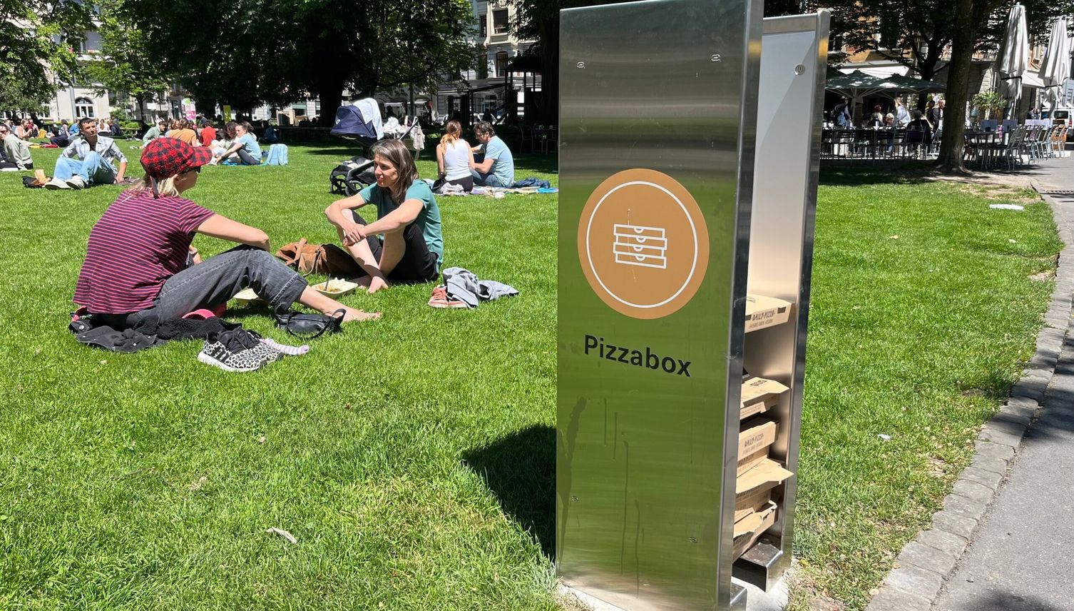 In diesem Park steht nun auch eine Pizzabox