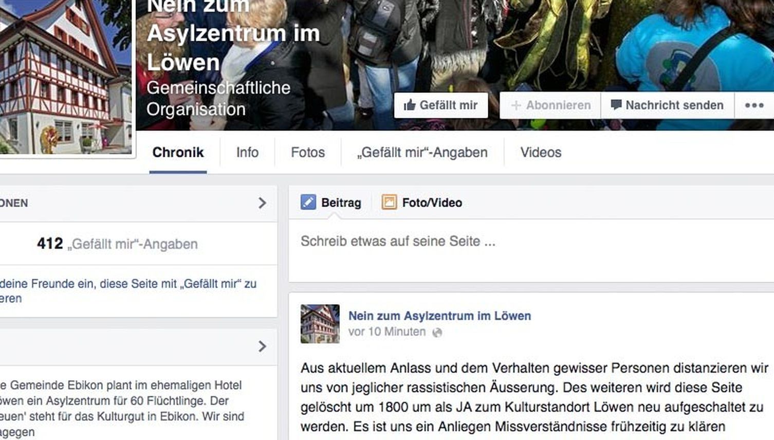 Das kurze und rassistische Leben einer Facebook-Seite