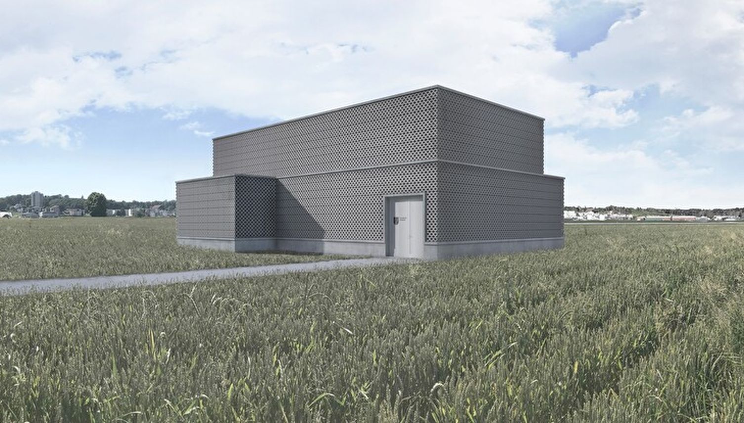 Auf Wiese neben Emmer Flugplatz wird ein Klotz gebaut