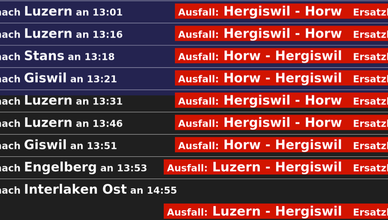 Bahnverkehr nach Hergiswil war unterbrochen
