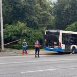 Bus überquert vier Spuren und kracht in Busch