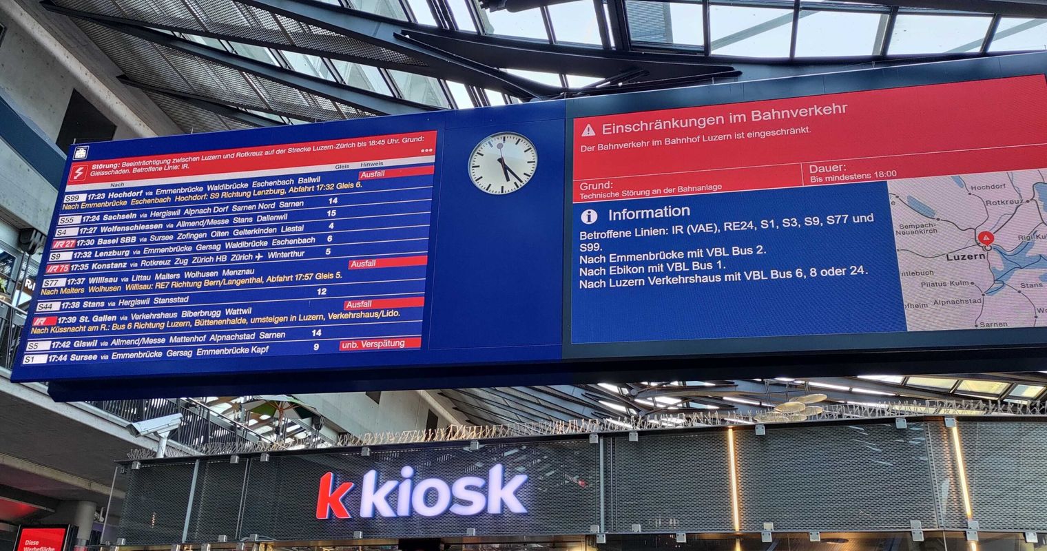 Grosse Störung am Bahnhof Luzern