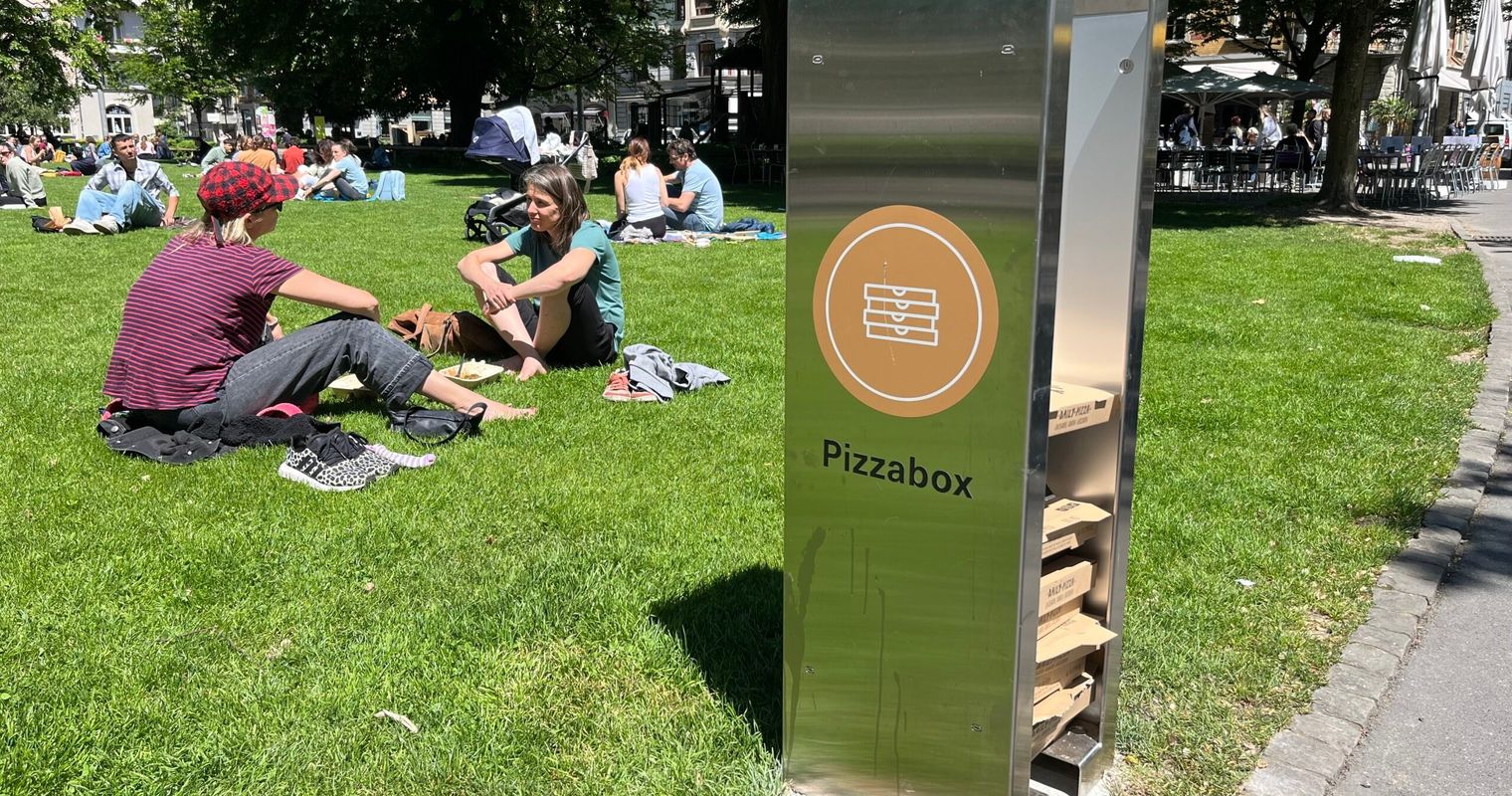 In diesem Park steht nun auch eine Pizzabox