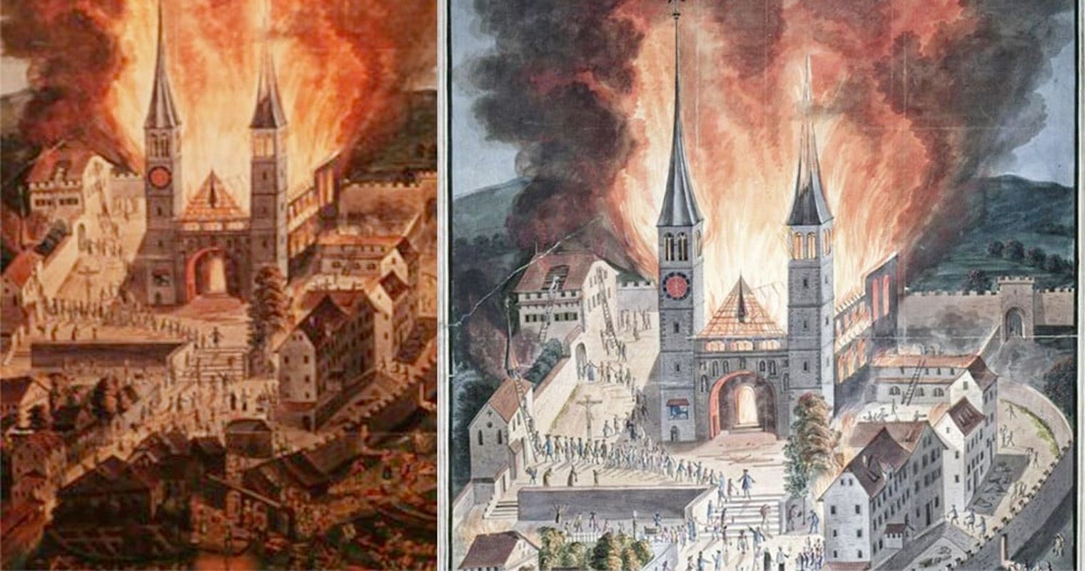 Als die Hofkirche an Ostern ein Raub der Flammen wurde