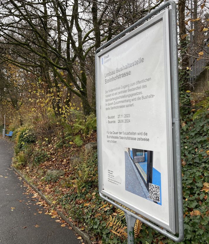 Bushaltestelle in der Stadt Luzern wird barrierefrei