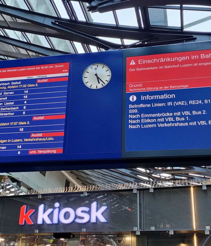 Grosse Störung am Bahnhof Luzern