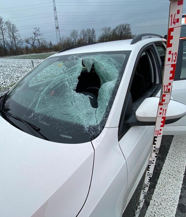 Von einer Eislawine getroffen – auf der Autobahn A14