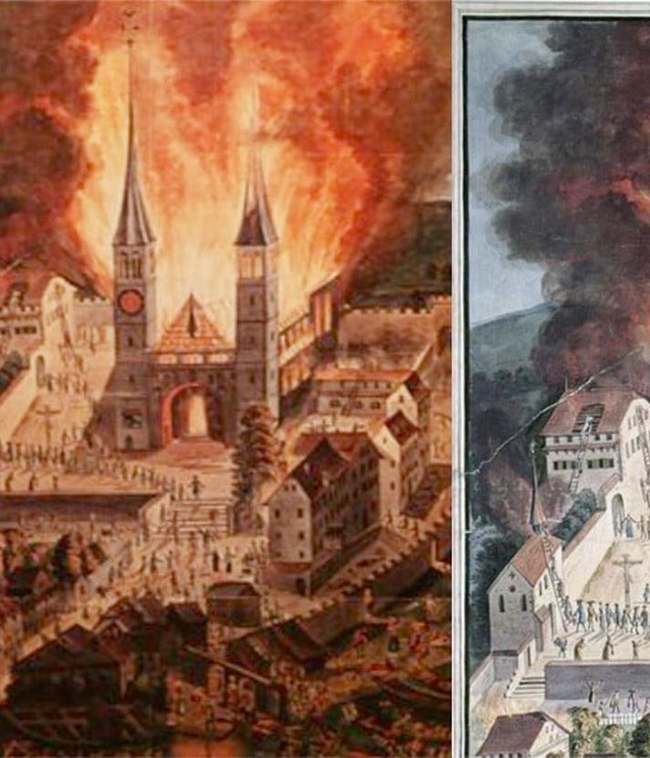 Als die Hofkirche an Ostern ein Raub der Flammen wurde