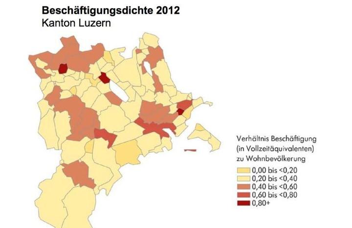 Wo sind in den letzten Jahren Arbeitsplätze entstanden? Auch hier eine Akzentuierung in Richtung Zug und Zürich.