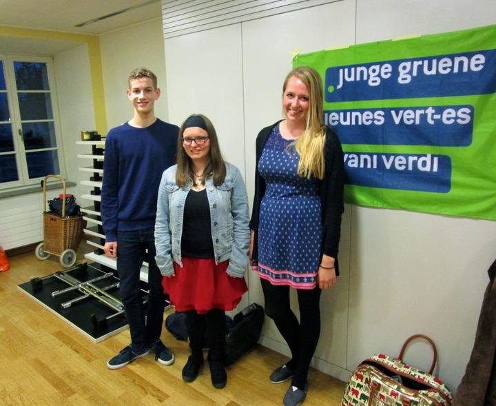 Die Kandidaten der Liste der Jungen Alternative. Von rechts: Fabienne Widmer, Cristina Gut und Alessandro Perucchi.