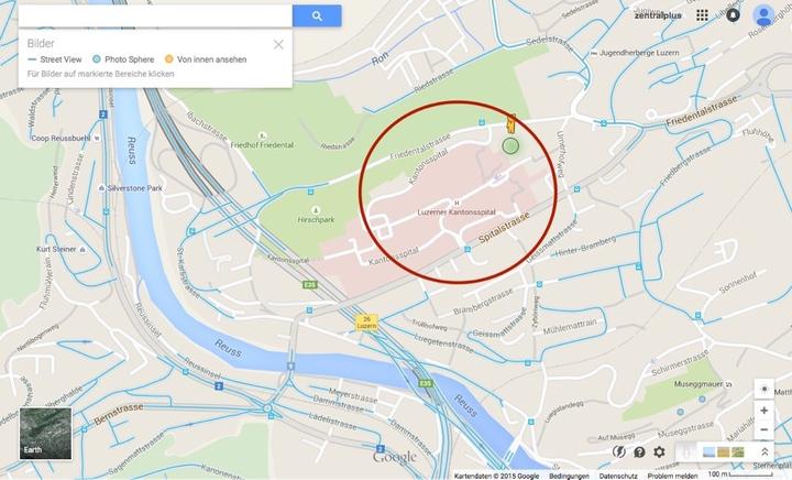 Patienten bleiben unerkannt: Rund um das Luzerner Kantonsspital gibt es kein Google Street View.