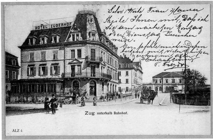 Hier eine Postkarte von der Alpenstrasse 11 mit Besuchsankündigung. (Bild Denkmalpflege Zug)