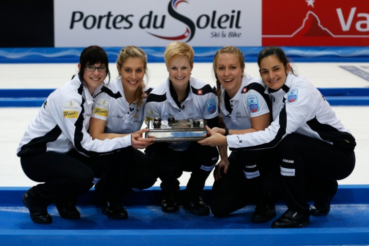 Die Europameisterinnen 2014 in Champéry: (von links) Carole Howald, Christine Urech, Franziska Kaufmann, Irene Schori, Binia Feltscher