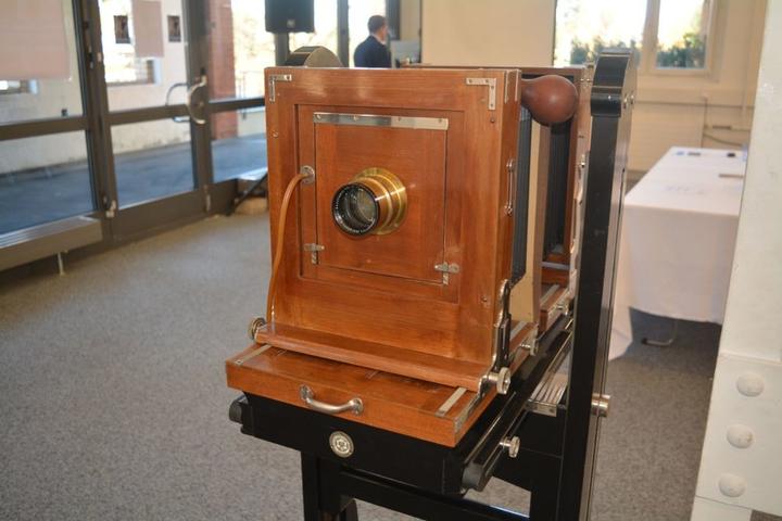 Riesending: Eine erhaltene Kamera aus der Fotoabteilung der Landis & Gyr.