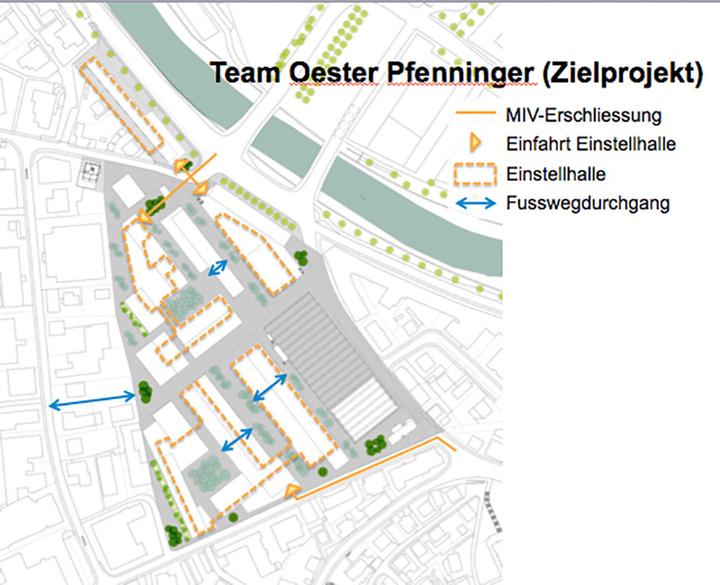 Plan, wie die Architekten Oester Pfenninger das Gebiet umgestalten wollen.