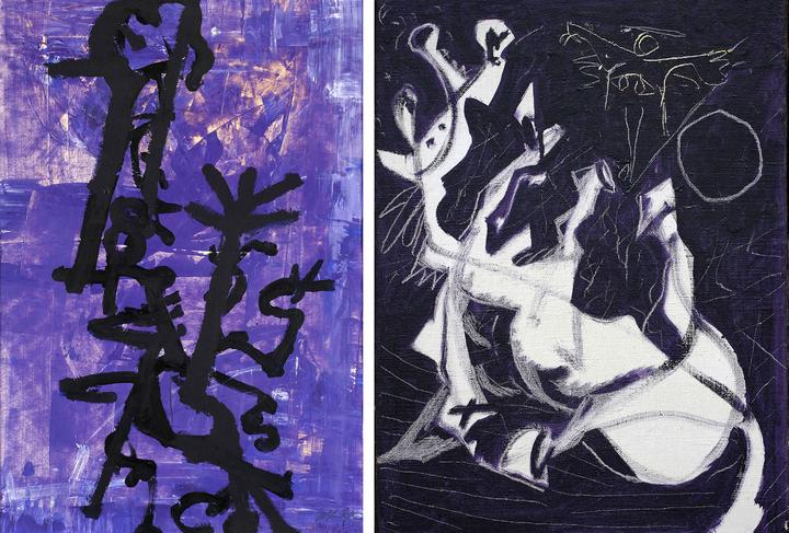 <p>Zwei Werke in der Ausstellung. Links: Sonja Sekula: «Chinatree», 1960. Rechts: Jackson Pollock: «Untitled (Composition with Sgraffito II)», 1944.   (Bild: Kunstmuseum Luzern/Kunsthaus Zürich)</p>