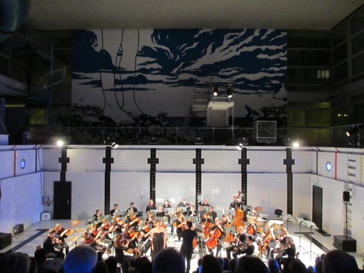 <p>Das Luzerner Campus-Orchester im Neubad-Pool.</p>