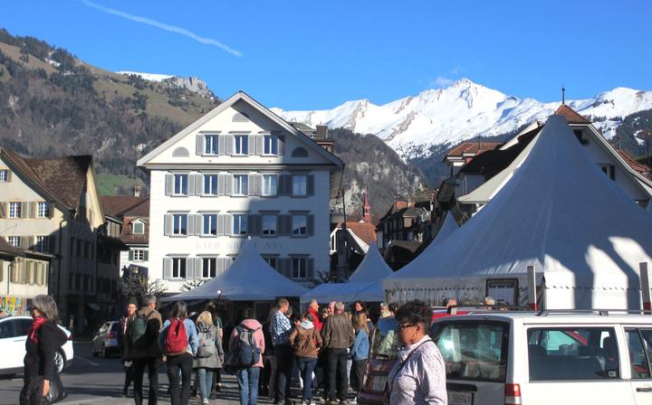 <p>Der Brisen sorgt für das passende Bergpanorama über dem Festivalgelände.</p>