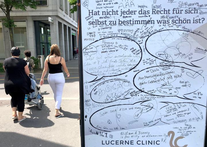 <p>Was ist schön? Die Plakate der Lucerne Clinic fordern dazu auf, seine Meinung hinzuschreiben.</p>