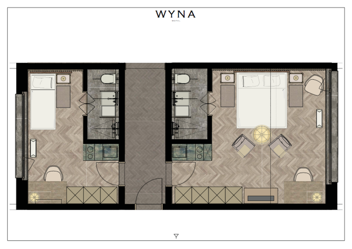 <p>Eine Visualiserung eines Studios und eines Doppelzimmers des «Motel Wyna» (Bild: zVg).</p>
