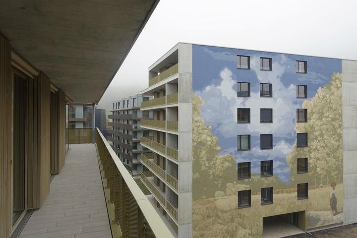 <p>Landschaft wird zum architektonischen Mittel: Schweighof-Überbauung in Kriens. (Bild: Gerold Kunz)</p>