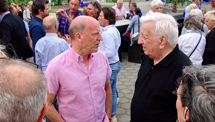 <p>Heinz Moser (links) im Gespräch mit Romano Simioni.</p>